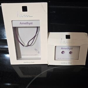 Amethyst Sterling Silver Necklace and Earring Set